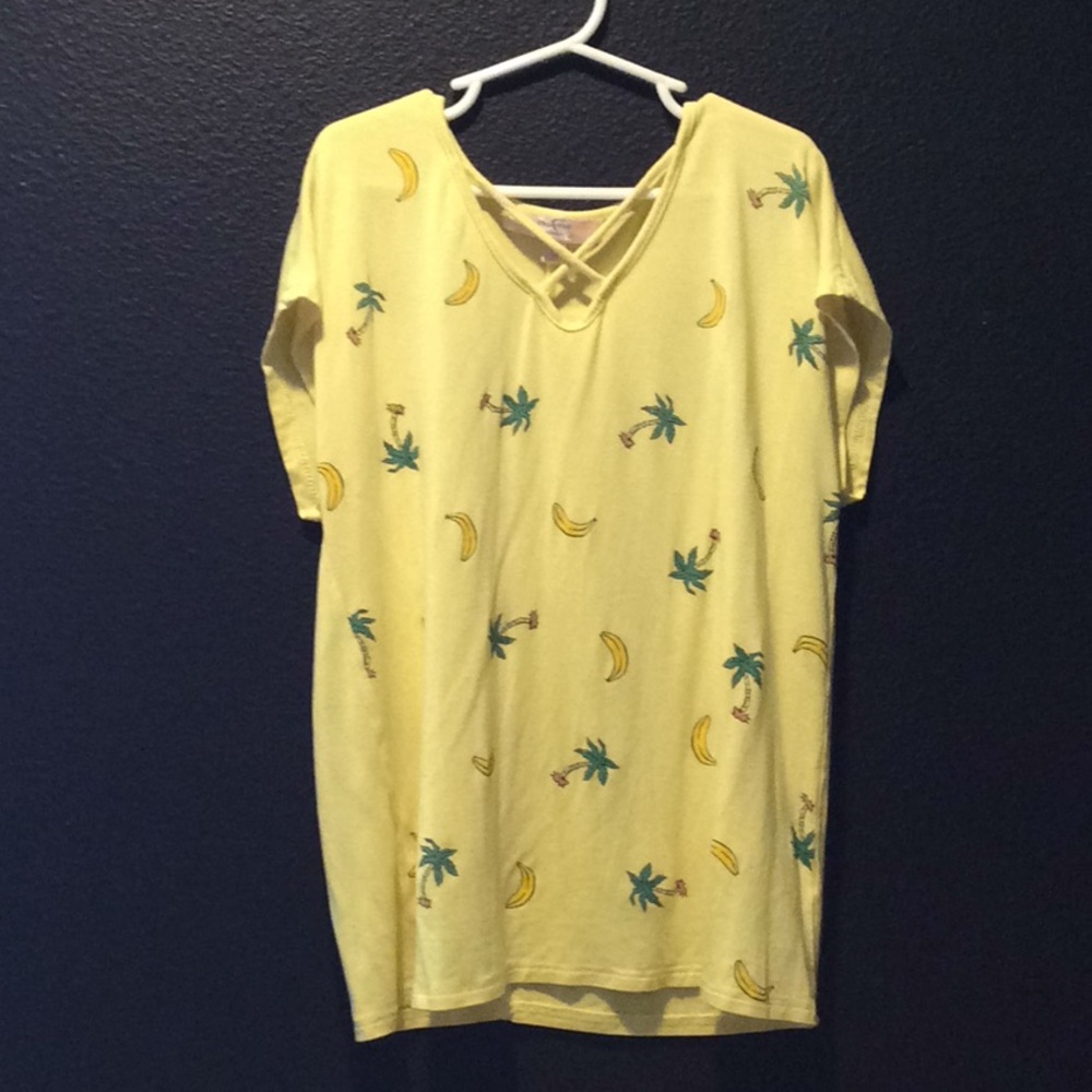 Palm tree and Banana yellow tee